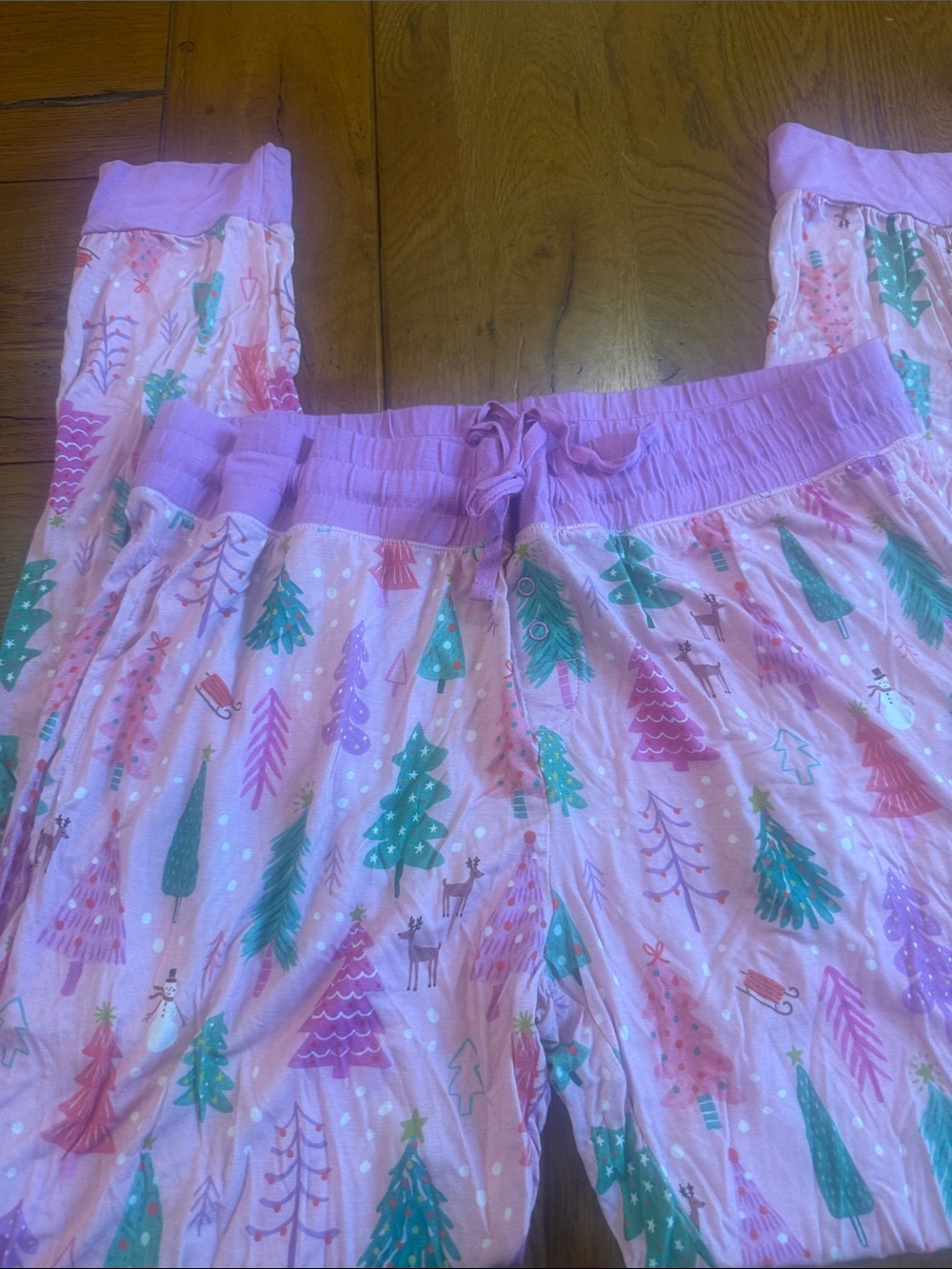 Little Sleepies Pink Holiday Tree Print Pajama Pants